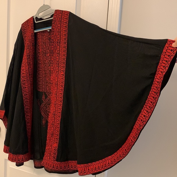 Arab Traditional Red Tatreez (Embroidery) Cape Jacket - Picture 15 of 17